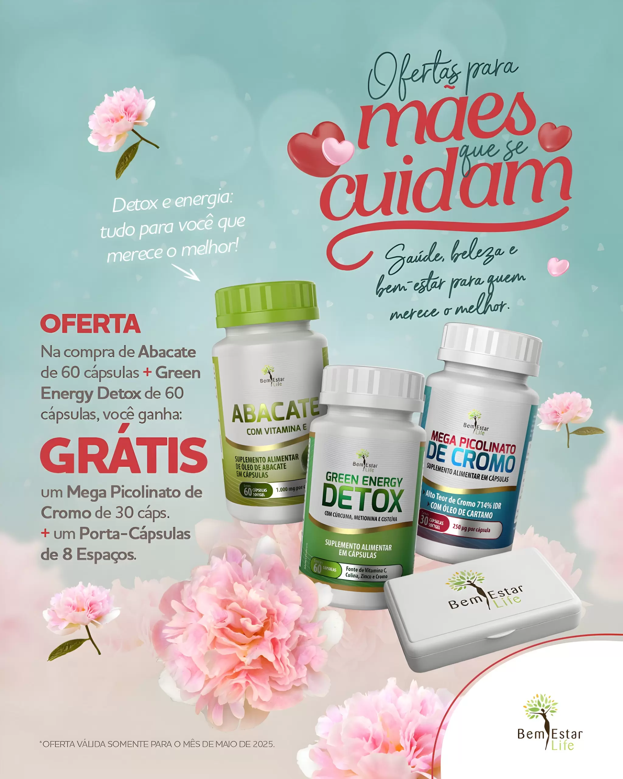 NA COMPRA DE ABACATE 60 CAPS + GREEN ENERGY DETOX 60 CAPS BRINDE MEGA PICOLINATO DE CROMO 30 CAP