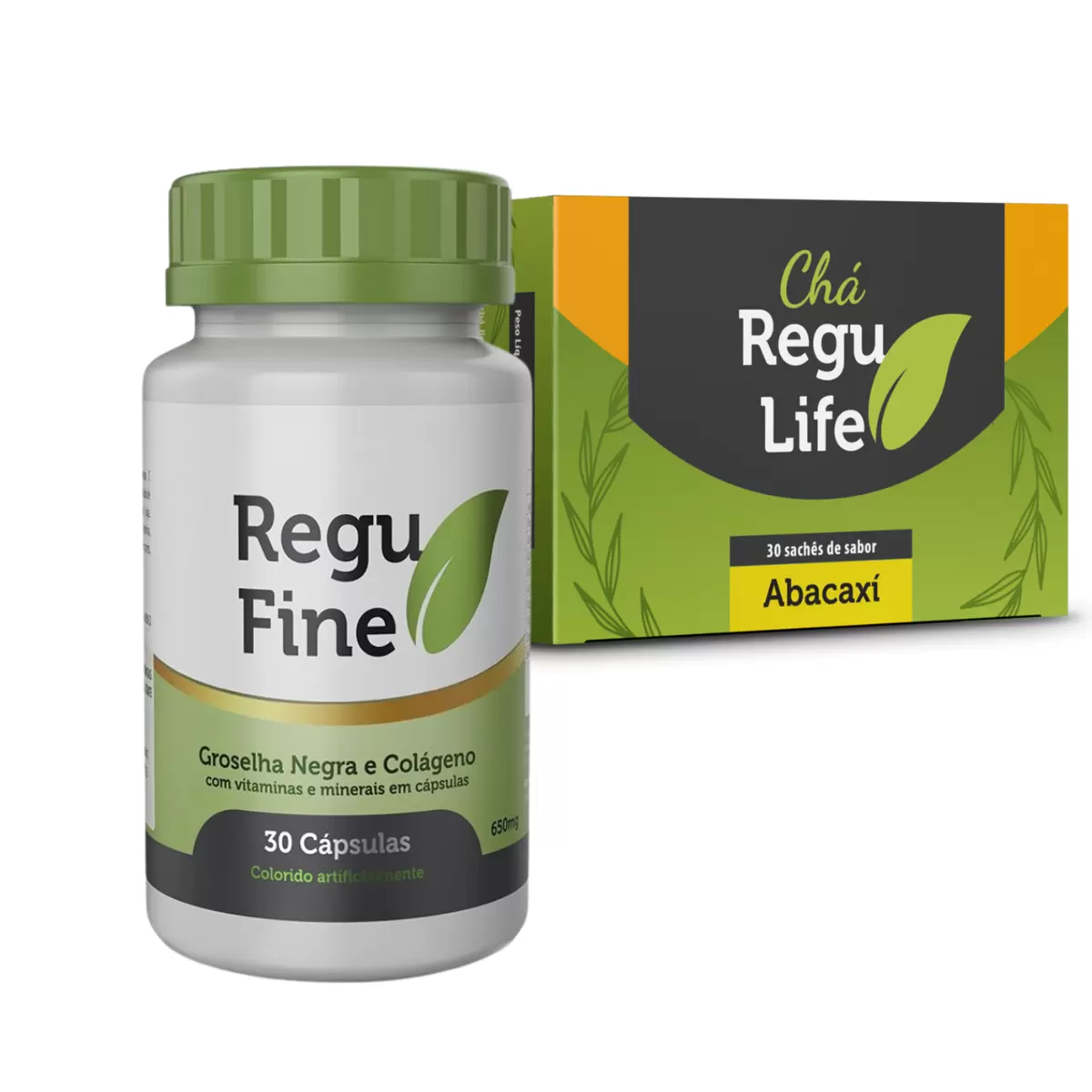 REGU FINE + CHÁ REGU LIFE SABOR ABACAXI 30 SACHES - BEM ESTAR LIFE