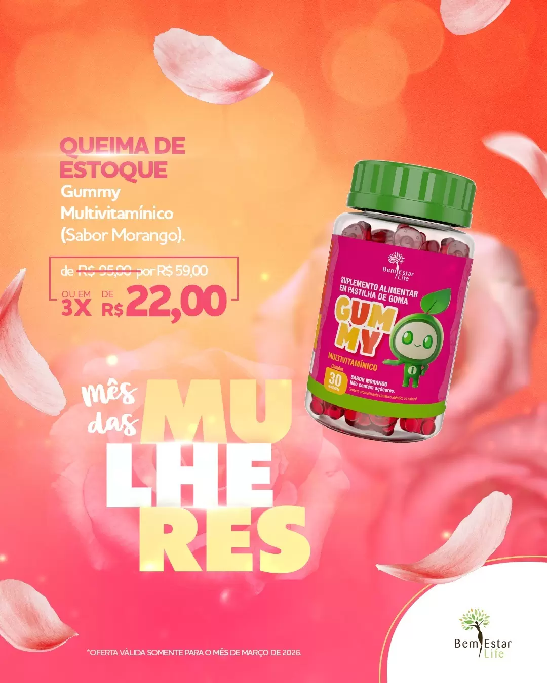 GUMMYMULTIVITAMINICO SABOR MORANGO QUEIMA DE STOQUE