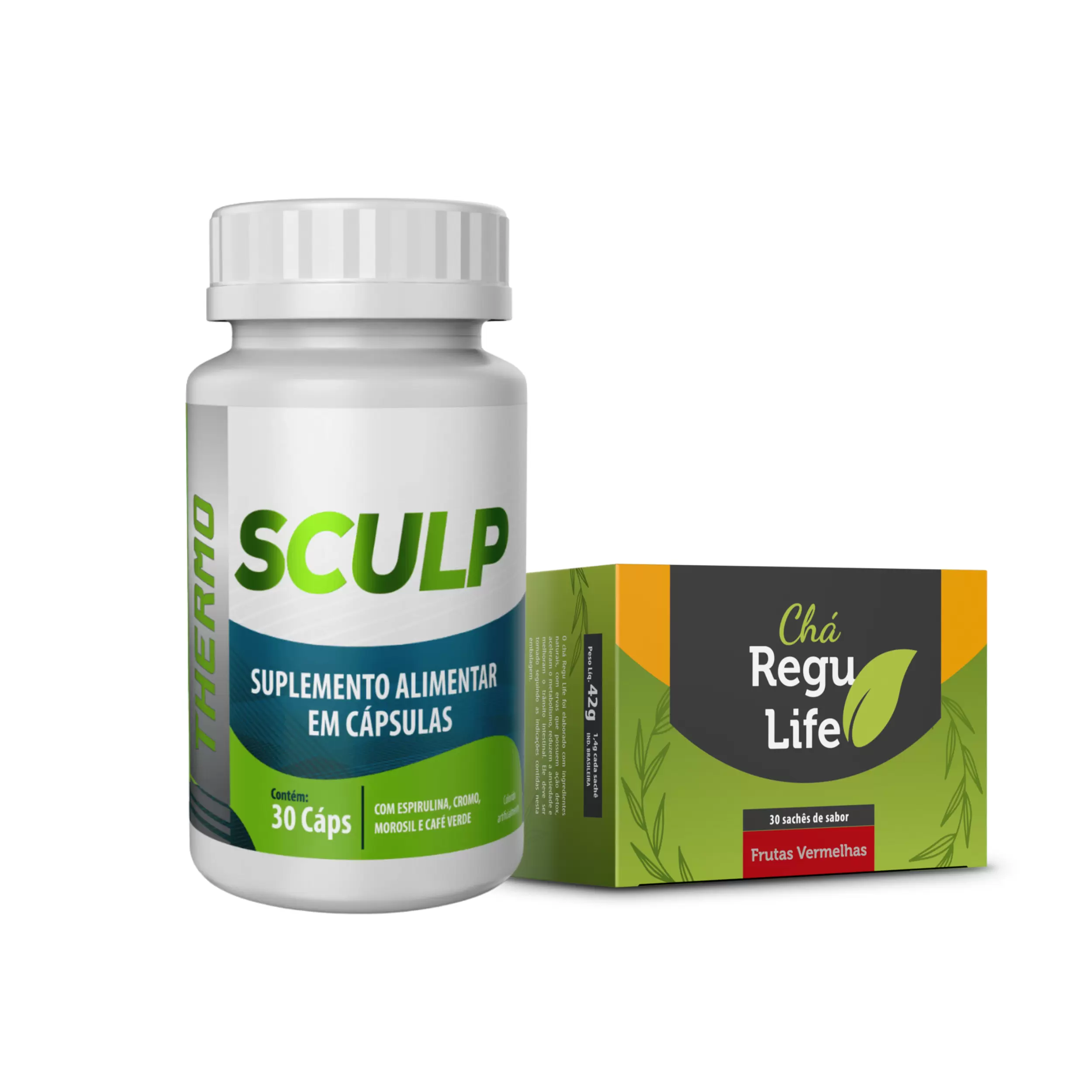  SCULP THERMO 30 -CAPS + CHÁ REGULIFE 30 SACHES- FRUTAS VERMELHAS 