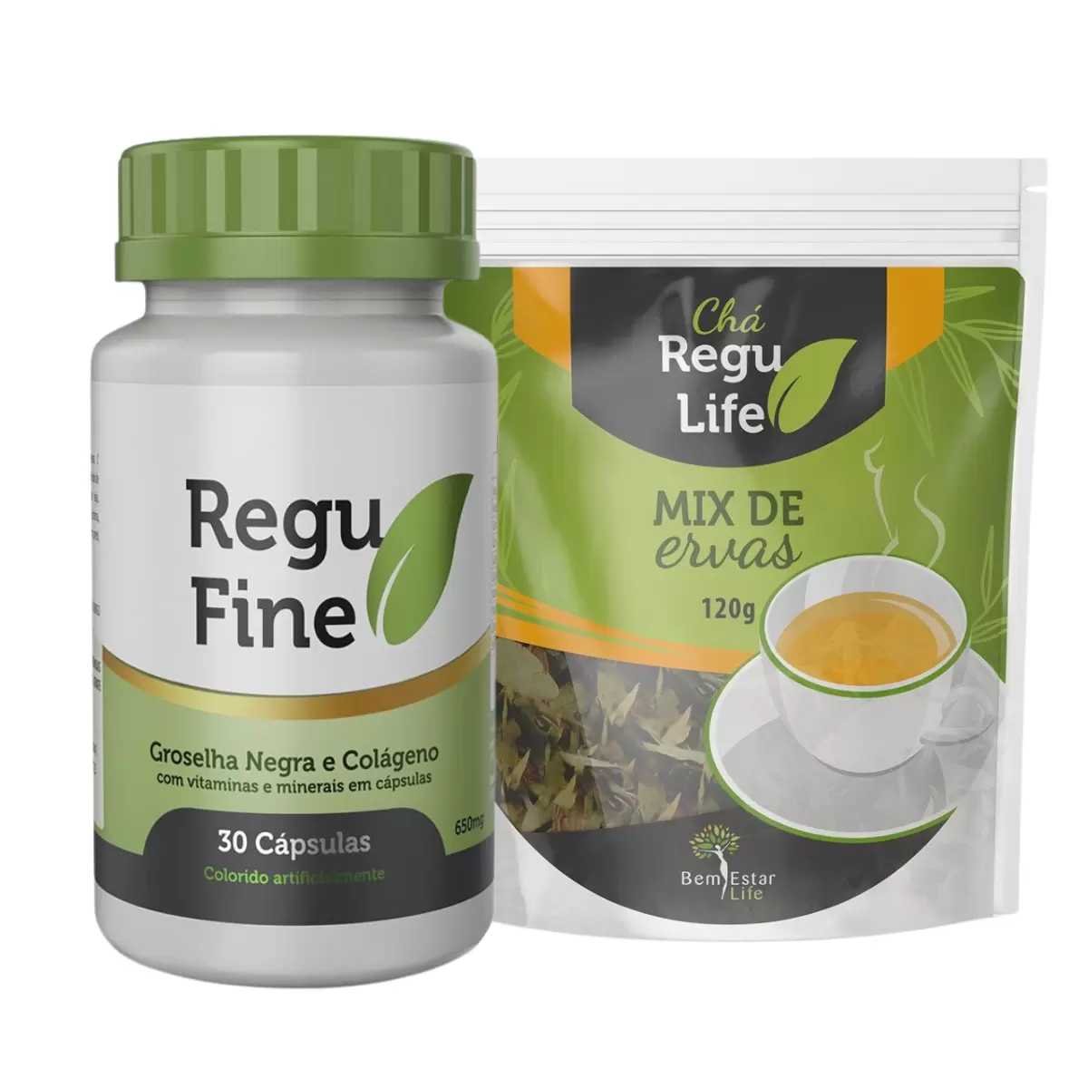 COMBO EMAGRECEDOR REGU FINE E CHÁ REGU LIFE DIURÉTICO E DIGESTIVO