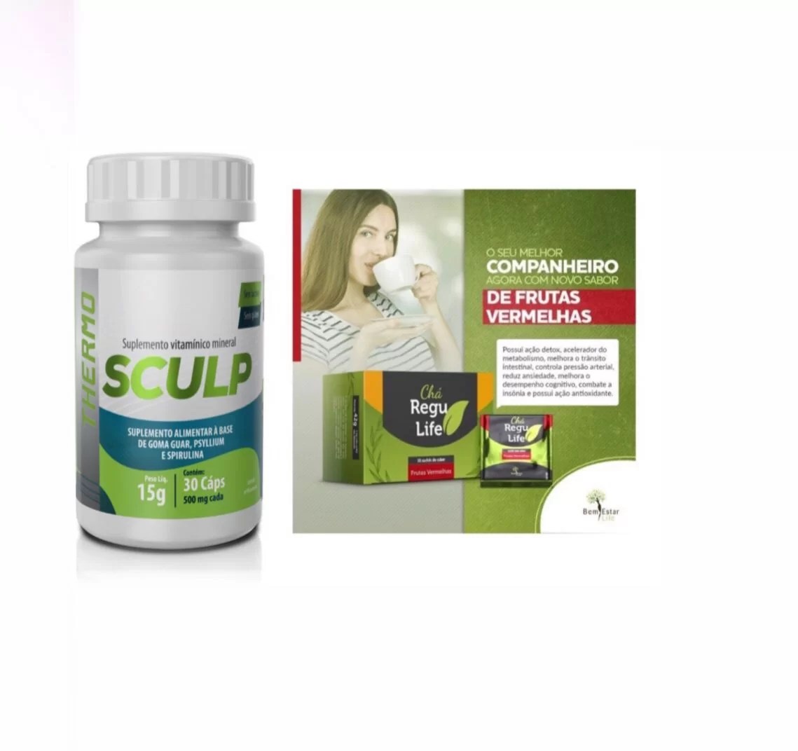  SCULP THERMO 30 -CAPS + CHÁ REGULIFE 30 SACHES- FRUTAS VERMELHAS 