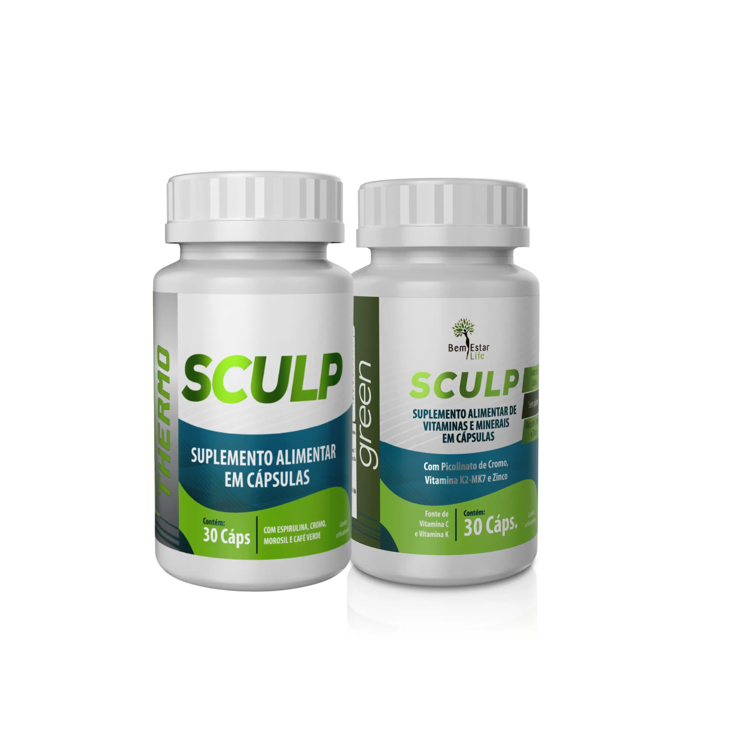 SCULP THERMO + SCULP GREEN DETOX- COMBO EMAGRECEDOR BEM ESTAR LIFE -30 DIAS